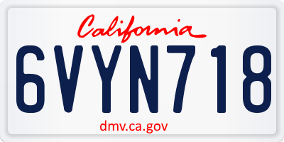 CA license plate 6VYN718