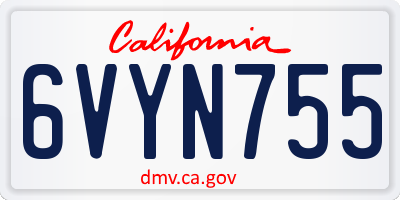 CA license plate 6VYN755