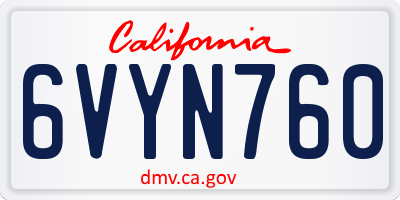 CA license plate 6VYN760