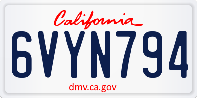CA license plate 6VYN794