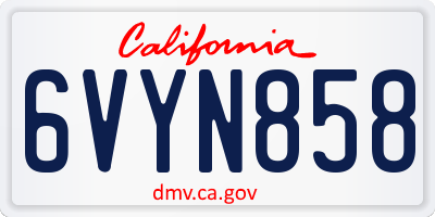 CA license plate 6VYN858