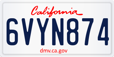 CA license plate 6VYN874
