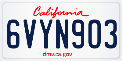 CA license plate 6VYN903