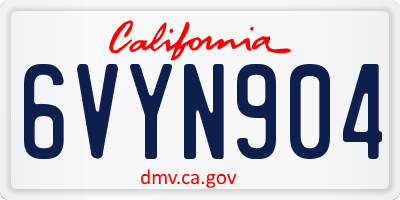 CA license plate 6VYN904