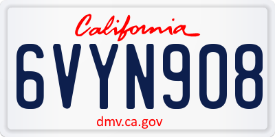 CA license plate 6VYN908