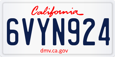 CA license plate 6VYN924