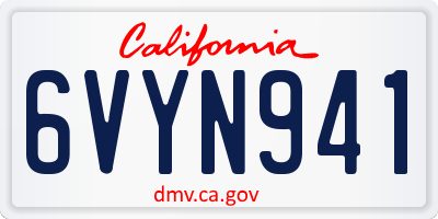 CA license plate 6VYN941