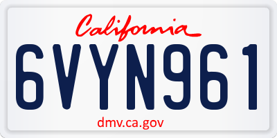 CA license plate 6VYN961