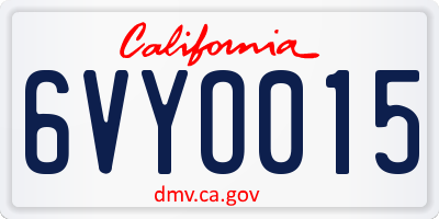 CA license plate 6VYO015
