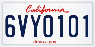 CA license plate 6VYO101