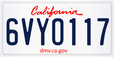 CA license plate 6VYO117