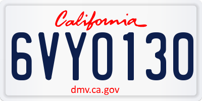 CA license plate 6VYO130