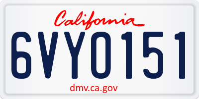 CA license plate 6VYO151