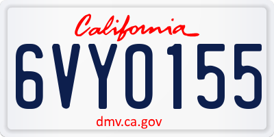 CA license plate 6VYO155