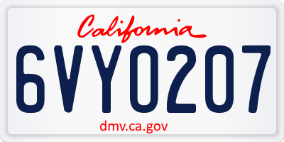 CA license plate 6VYO207