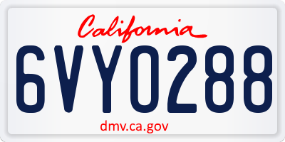 CA license plate 6VYO288