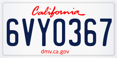 CA license plate 6VYO367