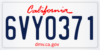 CA license plate 6VYO371