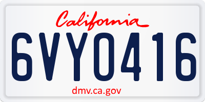 CA license plate 6VYO416