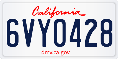 CA license plate 6VYO428