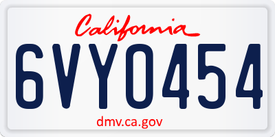 CA license plate 6VYO454