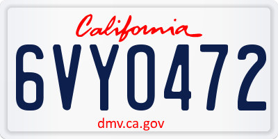 CA license plate 6VYO472