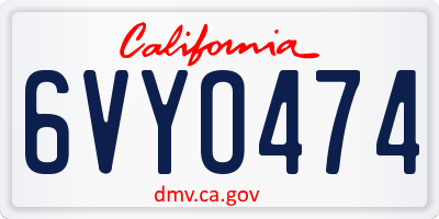 CA license plate 6VYO474