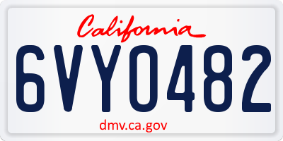 CA license plate 6VYO482