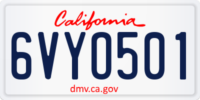 CA license plate 6VYO501