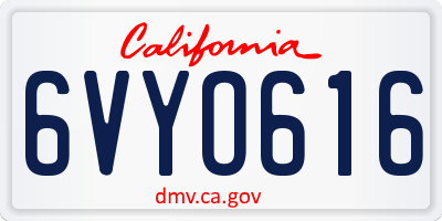 CA license plate 6VYO616