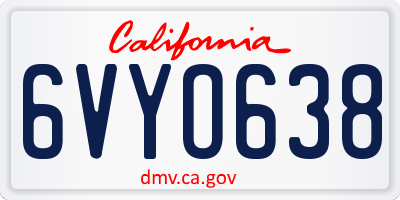 CA license plate 6VYO638