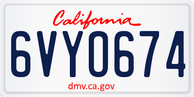 CA license plate 6VYO674