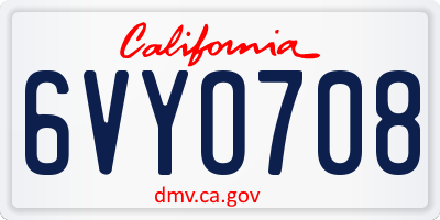 CA license plate 6VYO708