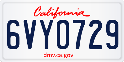 CA license plate 6VYO729