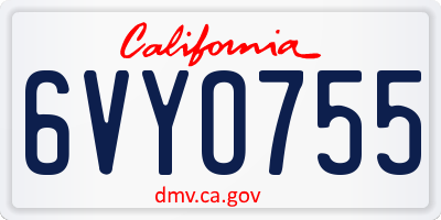 CA license plate 6VYO755