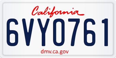 CA license plate 6VYO761