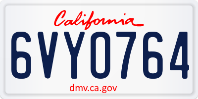 CA license plate 6VYO764