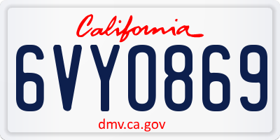 CA license plate 6VYO869