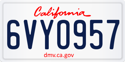 CA license plate 6VYO957