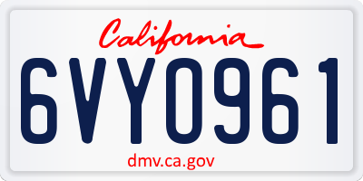 CA license plate 6VYO961
