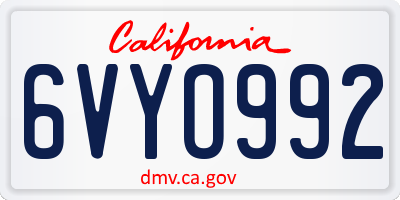 CA license plate 6VYO992