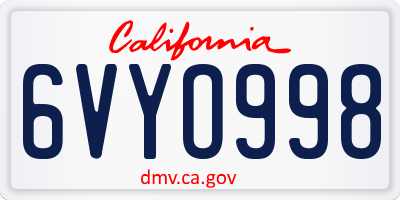 CA license plate 6VYO998