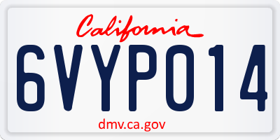 CA license plate 6VYP014