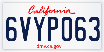 CA license plate 6VYP063