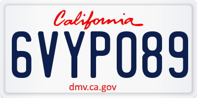 CA license plate 6VYP089