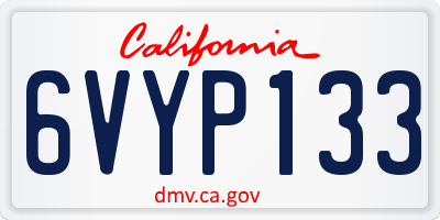 CA license plate 6VYP133
