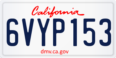 CA license plate 6VYP153