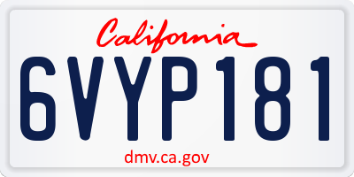 CA license plate 6VYP181