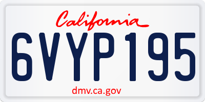 CA license plate 6VYP195