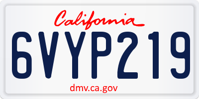 CA license plate 6VYP219